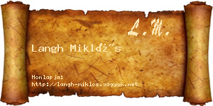 Langh Miklós névjegykártya